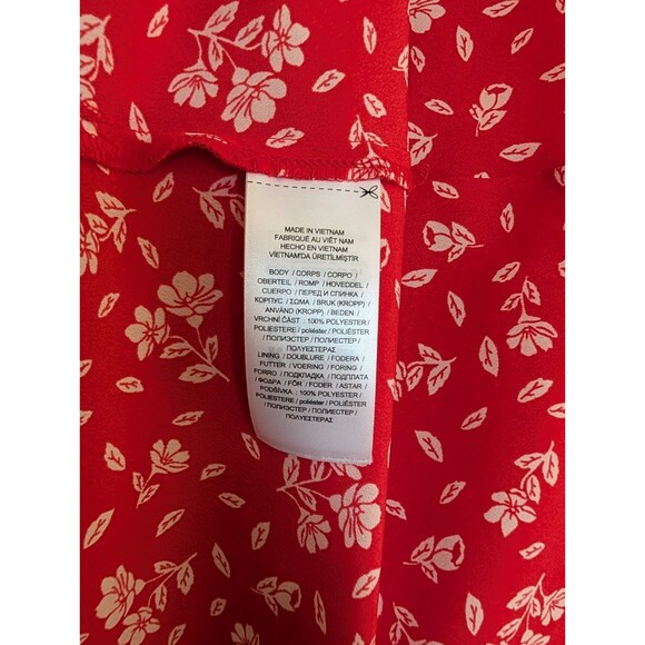 Lauren Ralph Lauren Red Floral Midi Dress Button Front Size 16W - Picture 5 of 11